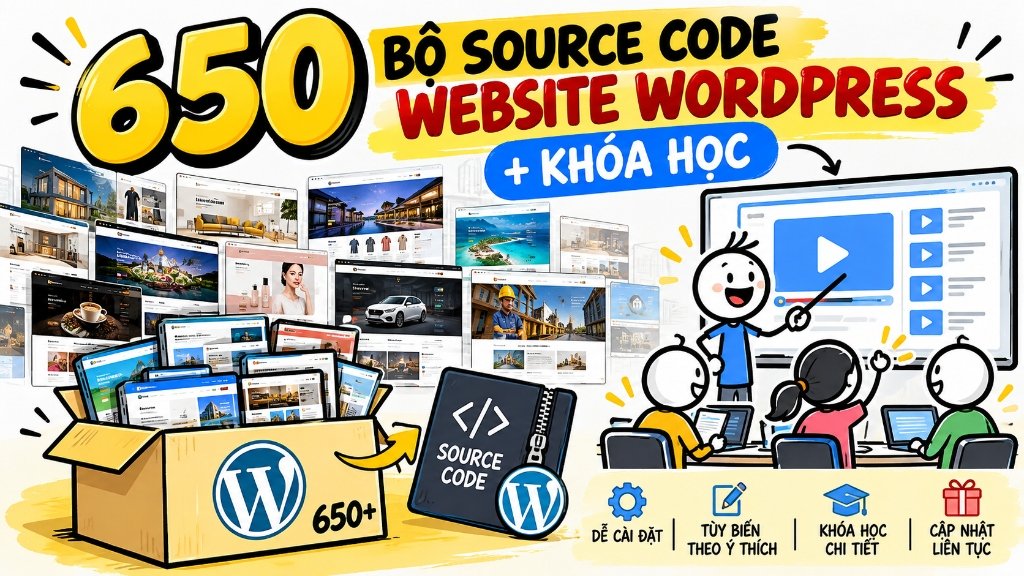 Bộ 650+ Giao Diện Website WordPress Đa Ngành + Khóa Học Hướng Dẫn