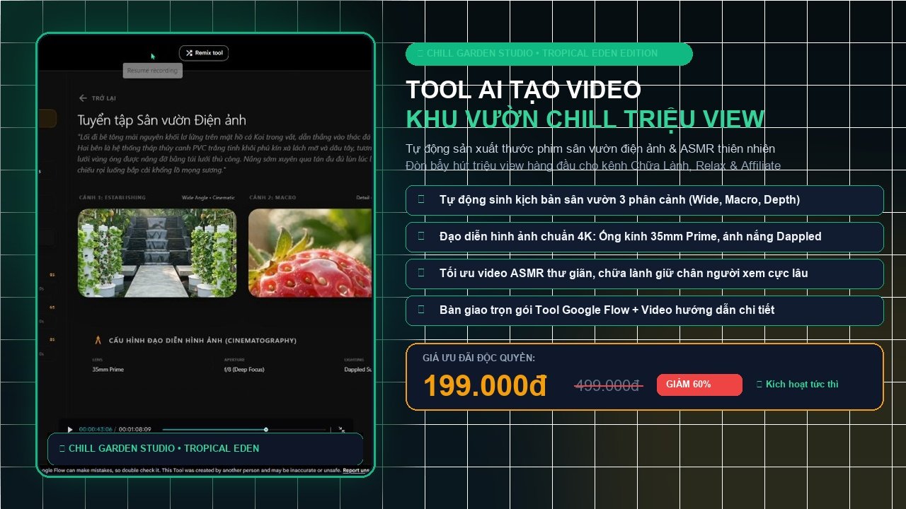 Tool AI Tạo Video Khu Vườn Chill Triệu View (Chill Garden Studio)