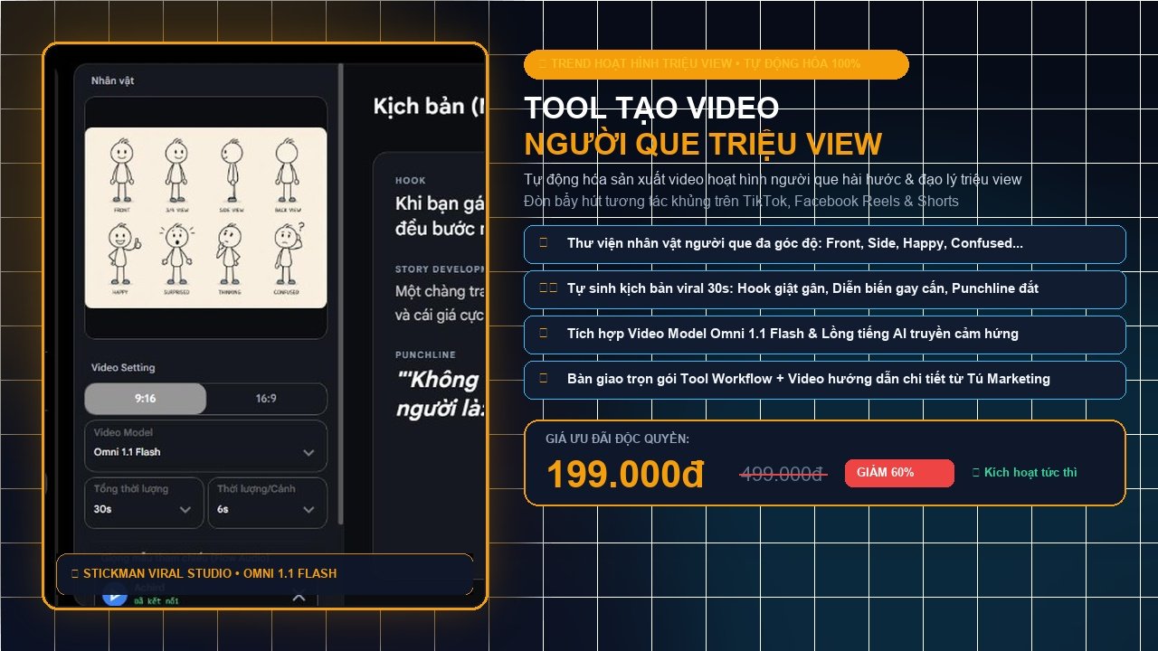 Tool AI Tạo Video Người Que Triệu View (Stickman Viral Studio)